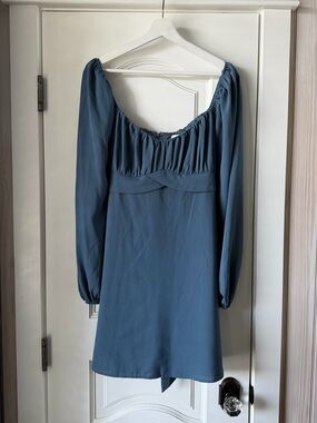 Better Be Slate Blue Long-Sleeve Mini Dress